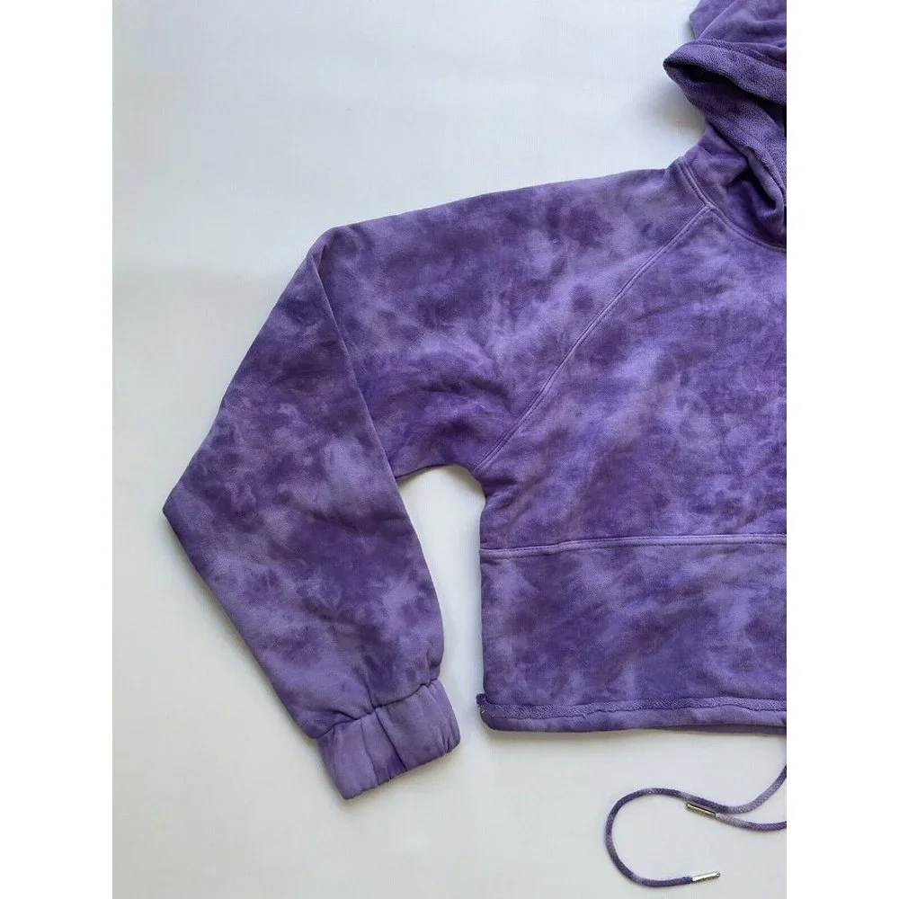 PRPS Women’s Pullover Hoodie Crop Purple Tie Dye Wash Size S